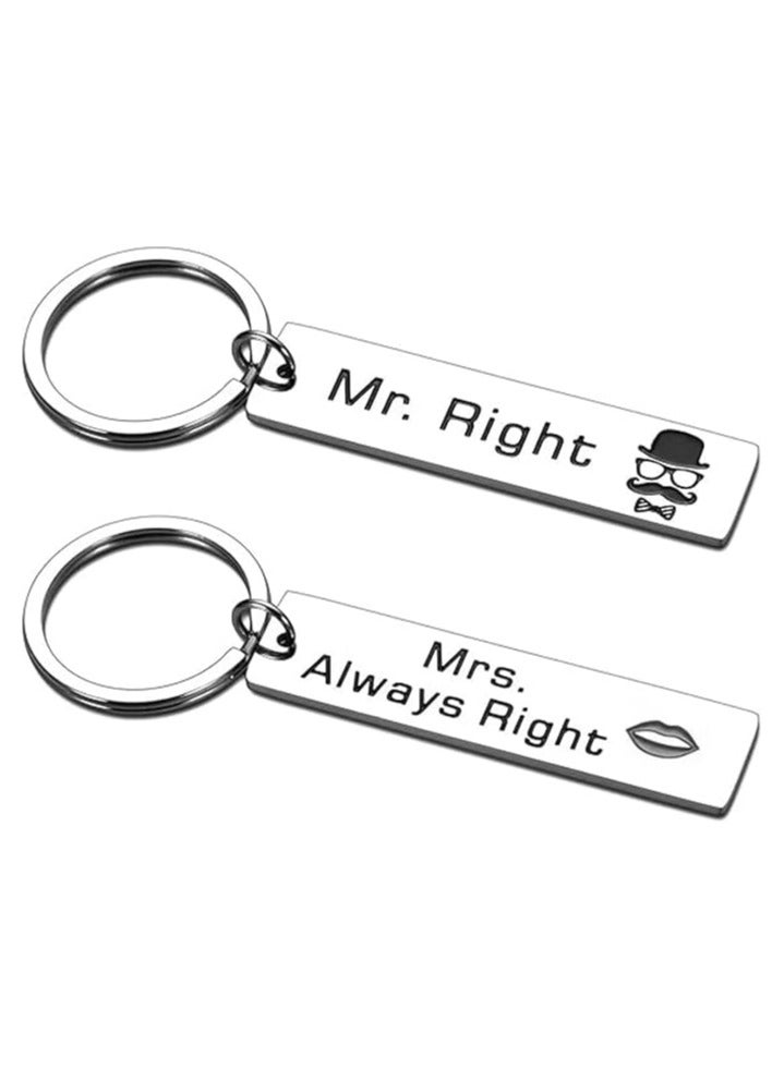 SOLDOUT Mr. Right Mrs. Always Right Letters Keychain Pendant Gift Couples Boyfriend Girlfriend Jewelry Keychain - Image 1