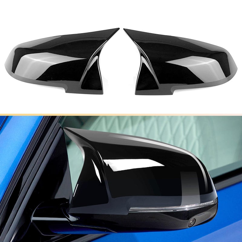 Qitian ABS Mirror Cover - Rearview Side Mirror Replacement, Fit for BMW 1, 2, 3 & 4 Series, X1, M2 - Gloss Black, 2pcs/Set - Image 1