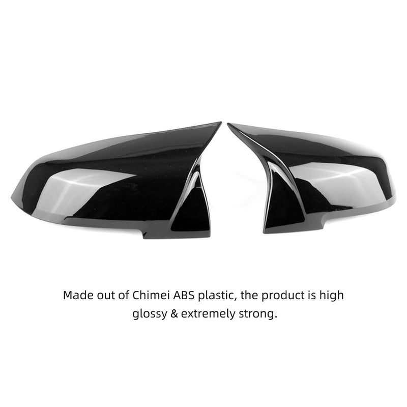 Qitian ABS Mirror Cover - Rearview Side Mirror Replacement, Fit for BMW 1, 2, 3 & 4 Series, X1, M2 - Gloss Black, 2pcs/Set - Image 3