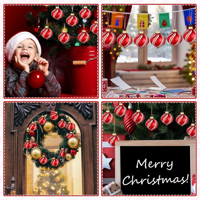 Woanger 24 Pcs Christmas Peppermint Ornaments 177 Hanging Glass Candy Cane Ornaments Peppermint Candy Balls Red and White Striped Decorations for Christmas Tree Gift Outdoor Indoor - Image 5