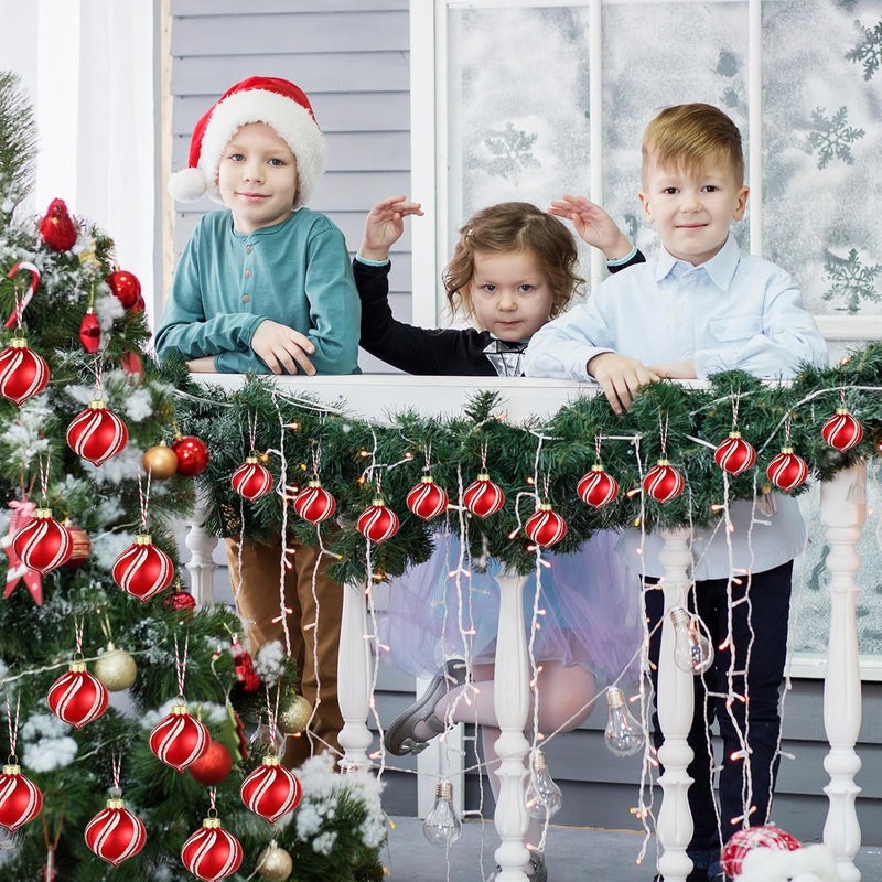 Woanger 24 Pcs Christmas Peppermint Ornaments 177 Hanging Glass Candy Cane Ornaments Peppermint Candy Balls Red and White Striped Decorations for Christmas Tree Gift Outdoor Indoor - Image 4