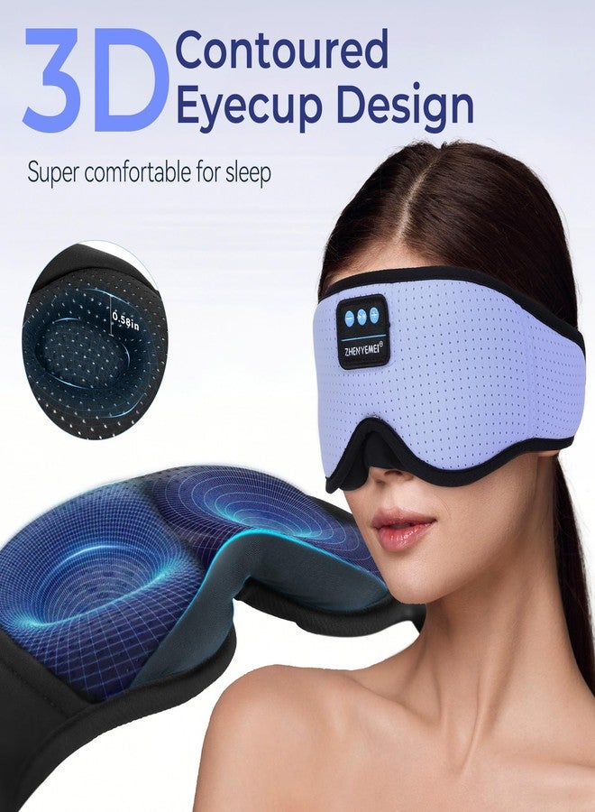 ZHENYEMEI 3D Sleep Mask with Bluetooth Headphones, Breathable Cotton Sleeping Headphones for Side Sleepers, Wireless Music Eye Mask with Timer, Gifts for Men Women, Purple - Image 2