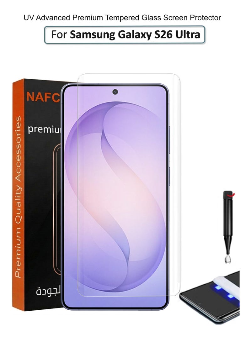 Samsung Galaxy S26 Ultra - UV Advanced Premium Tempered Glass Screen Protector Guard , Full Adhesive UV Curved Case Friendly HD Clarity With Installation Kit - Image 1