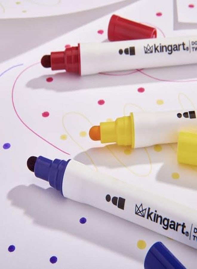 KINGART أقلام كينغ آرت 12 ذات طرفين ونقاط ورقيقة، أقلام فنية ذات طرفين، قائمة على الماء لتدوين الملاحظات، دفتر الملاحظات، الرسم، الحرف، التلوين - Image 3