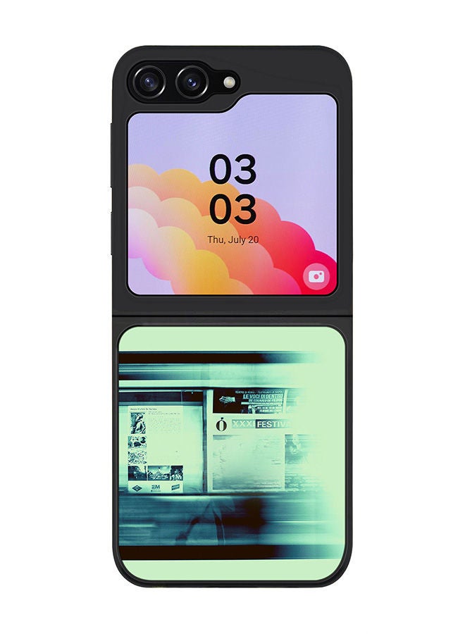 Stylizedd Rugged Black edge case for Samsung Galaxy Z Flip5, Slim fit Soft Case Flexible Rubber Edges Anti Drop TPU Gel Thin Cover -  Blurry Station - Image 1