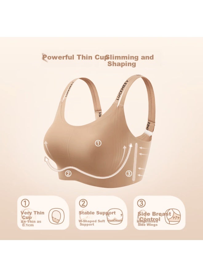 Luckmeey Plus Size Full Coverage Large Bust Minimizing Double Shoulder Strap Bunny Ear Seamless Back Comfort Slimming Bra For Women - Image 1