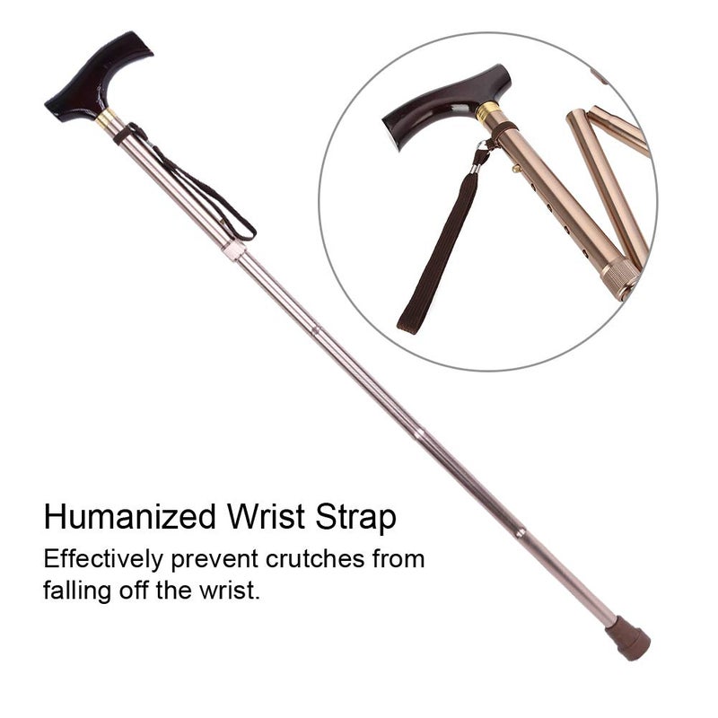 klarako Elderly Folding Cane, Wooden Handle Safety Walking Folding Cane With Walking Canes Collapsible For Canes Canes For Men And Women - Image 5