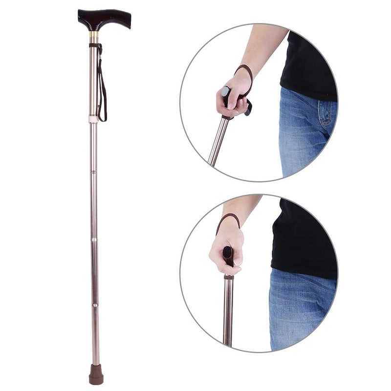 klarako Elderly Folding Cane, Wooden Handle Safety Walking Folding Cane With Walking Canes Collapsible For Canes Canes For Men And Women - Image 4