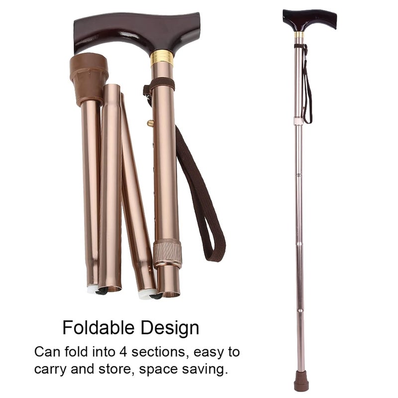 klarako Elderly Folding Cane, Wooden Handle Safety Walking Folding Cane With Walking Canes Collapsible For Canes Canes For Men And Women - Image 3