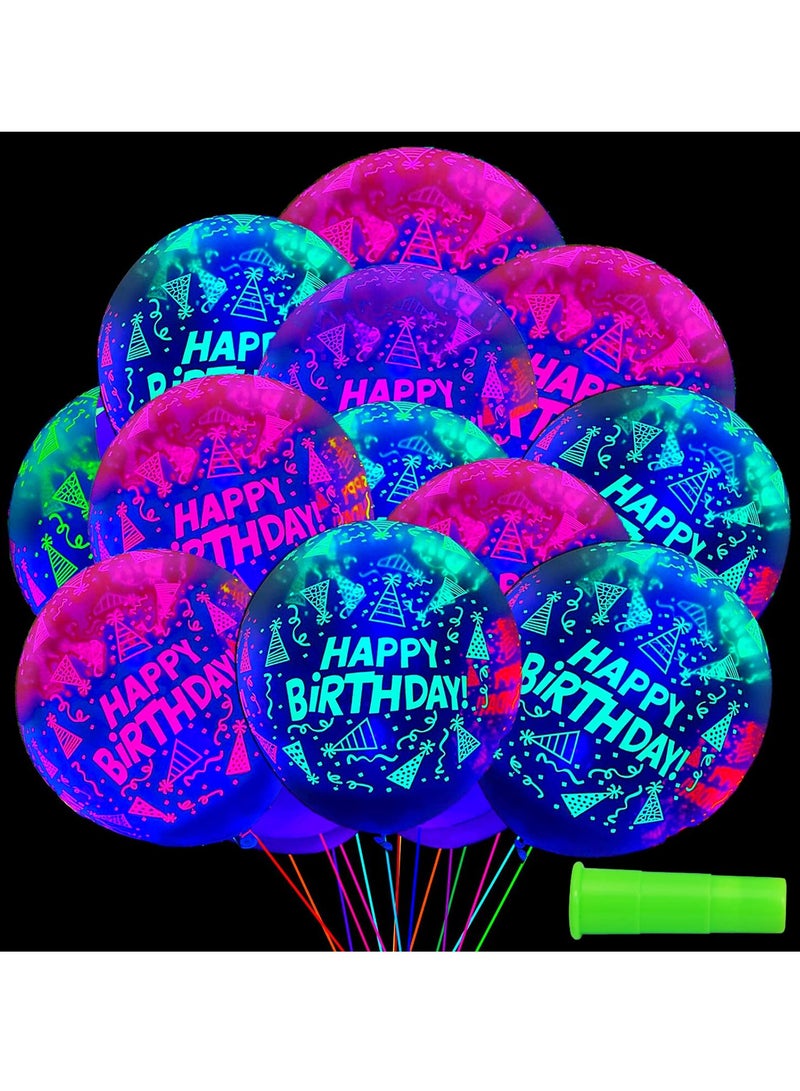 Zikra Glow in the Dark Party Balloons - 100 Count Neon Balloons for Kids and Adults Birthday Decorations, 12 inch - Image 1