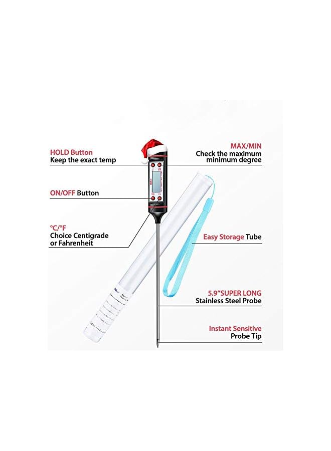 S-TOP Sincher Meat Thermometer, Cooking Thermometer With Instant Read, Lcd Screen, Hold Function For Kitchen Food Smoker Grill Bbq Candy Milk Water, Black, No - Image 2