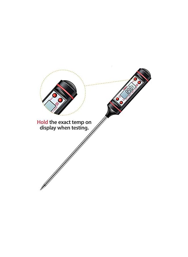 S-TOP Sincher Meat Thermometer, Cooking Thermometer With Instant Read, Lcd Screen, Hold Function For Kitchen Food Smoker Grill Bbq Candy Milk Water, Black, No - Image 3
