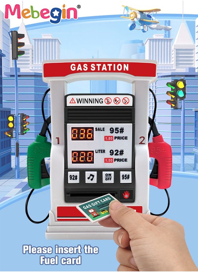 MEBEGIN Gas Station Set with 2 Cars and Multi Accessaries, Petrol Station Learning Toy with Sounds and Lights, Funny Play House Toys, Early Education Toys, Ideal Gift for Kids, 3 AA Batteries Required(Not Included), 16*5*18cm  - Image 5