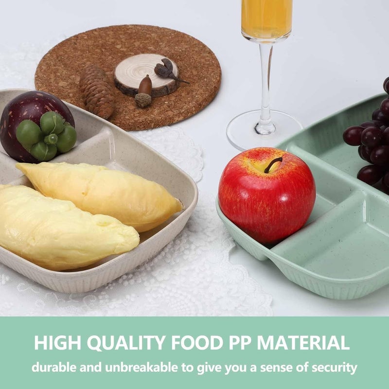 DLEST 3In1 Wheat Straw Plastic Plates with CompartmentsSmall Tiffin Plates Set of 2 Idli Sambhar PlatesPartition PlatesBreakfast PlateSteel Plates for LunchDinner 2 Nordic Blue - Image 5