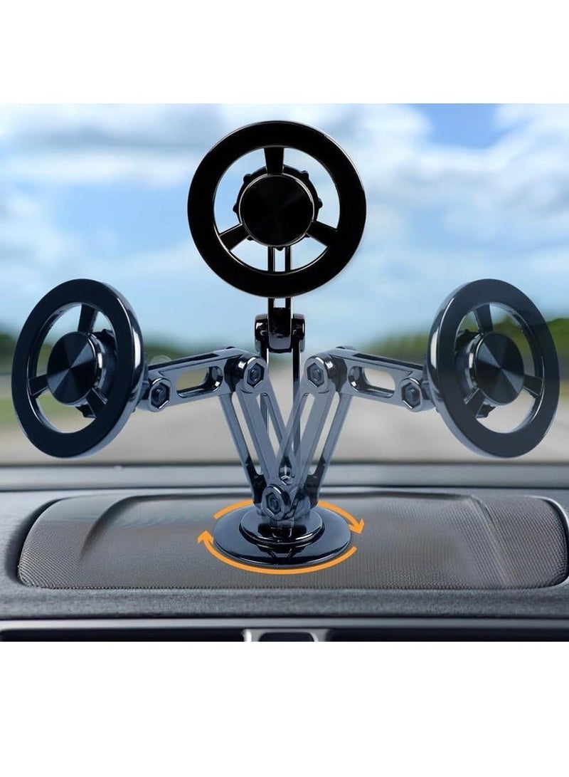 Denx Phone Holder 360 Car Magic Mount Magnetic Suction Hands Free Phone Holder Car Mount with Metal Ring (Black) - Image 1