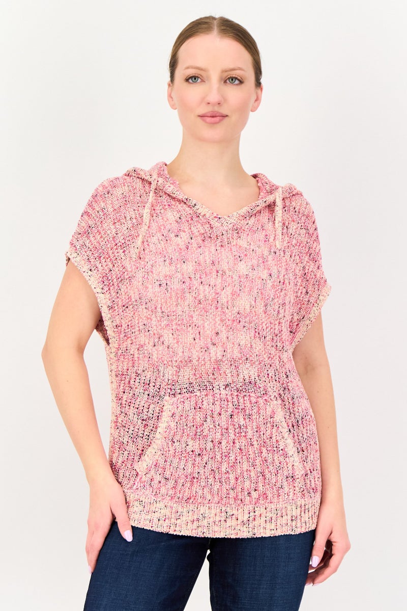 promod Women Hoodie Yarn Dye Sweater, Multicolor - Image 1