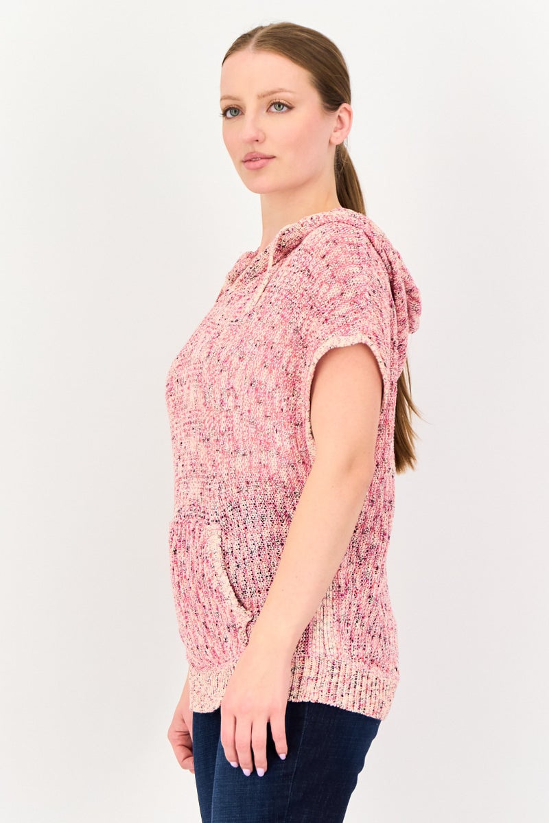 promod Women Hoodie Yarn Dye Sweater, Multicolor - Image 4