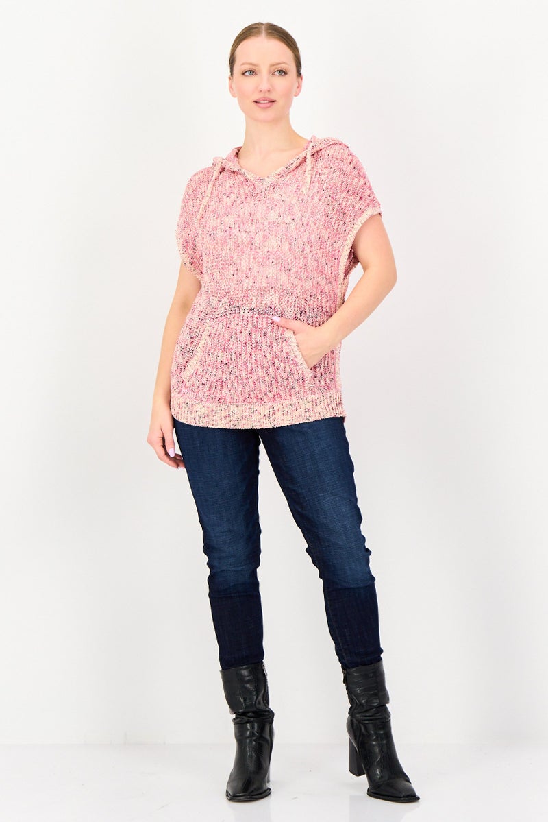 promod Women Hoodie Yarn Dye Sweater, Multicolor - Image 3