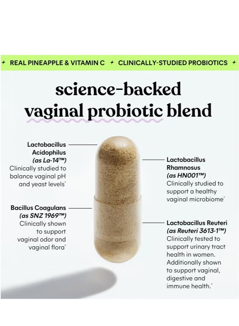 ليمي  بروبيوتيك بُرّ للنساء - يعزز توازن درجة الحموضة، رائحة صحية وصحة المسالك البولية بمزيج من اللّاكتوباسيلس، سلالات مختبرة سريريًا، أناناس وفيتامين سي - 60 كبسولة نباتية - Image 3