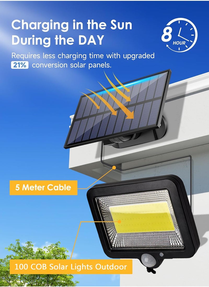 Generic - Solar Flood Light Solar Outdoor Light 100 COB Solar Light Outside with Motion Detector Waterproof 120° Lighting Solar Wall Light for Garden, Yard, Garage - Image 1