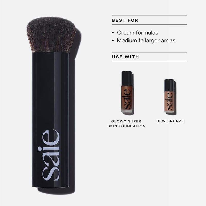 Saie The Base Brush - Ultra-Soft Foundation Brush for Liquid Makeup - Dense Complexion + Blending Brush with Cruelty-Free, Synthetic Bristles (1 Count) - Image 3