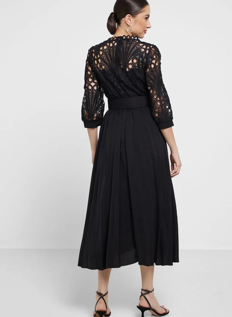 Khizana Lace Detail Pleated Dress