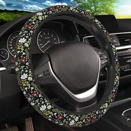 KARREAL Garden Plants Floral Elastic Steering Wheel Cover NonSlip Breathable Neoprene Steering Wheel Covers Women Car Accessories Universal 15 Inch Fit Auto Suvs Truck - Image 1