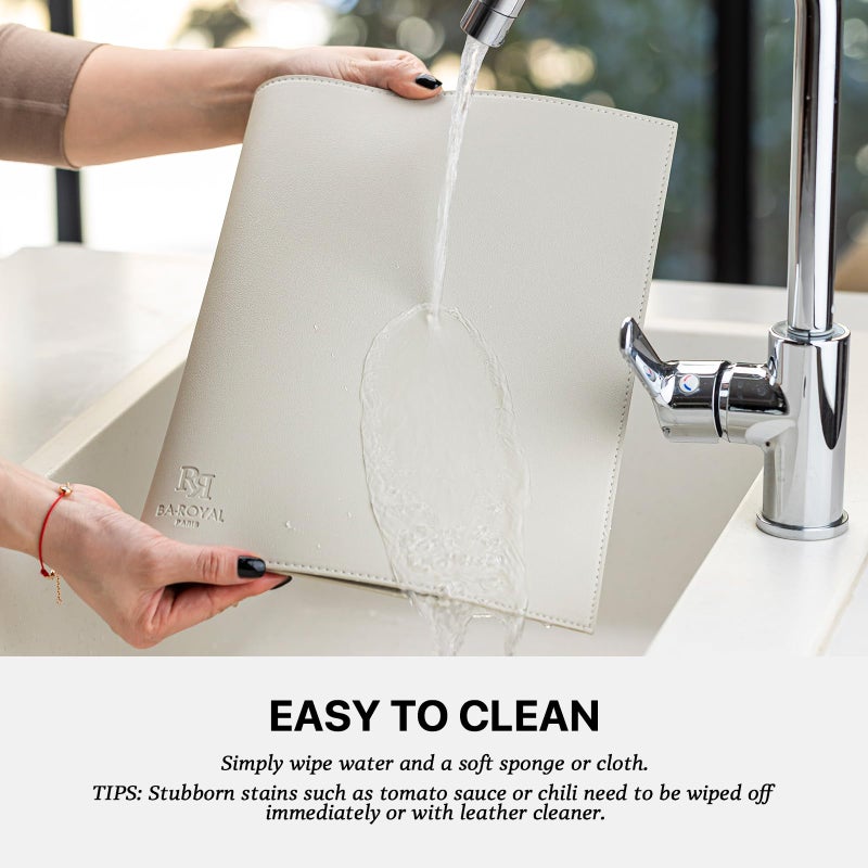 Baroyal Faux Leather Placemats Set of 6 Vinyl Washable Wipeable Table Mats for Kitchen Dining Table Heat Resistant Waterproof Modern Indoor/Outdoor Placemats Non-Slip Easy Clean Place Mats-Cream White - Image 4