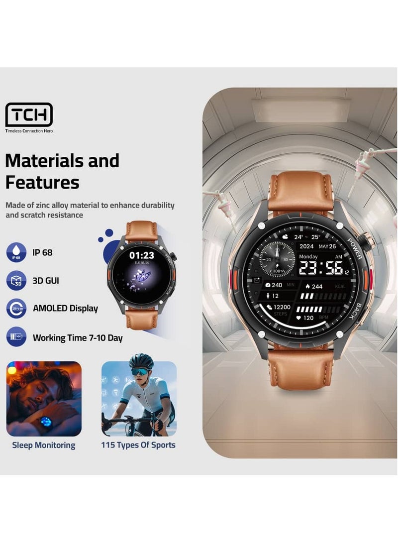 TCH Calling Smart Watch HD1 3D Hero 1 BLACK for Men-Women 1.43"3D AMOLED Display, Bluetooth Call/Message, 150+ Sports Modes, Heart Rate, Sleep Monitor, IP68 Waterproof, 7-Day Battery, Fitness Watches for Android/iOS - Image 3