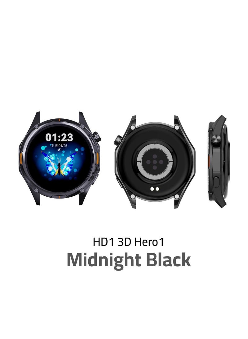 TCH Calling Smart Watch HD1 3D Hero 1 BLACK for Men-Women 1.43"3D AMOLED Display, Bluetooth Call/Message, 150+ Sports Modes, Heart Rate, Sleep Monitor, IP68 Waterproof, 7-Day Battery, Fitness Watches for Android/iOS - Image 4