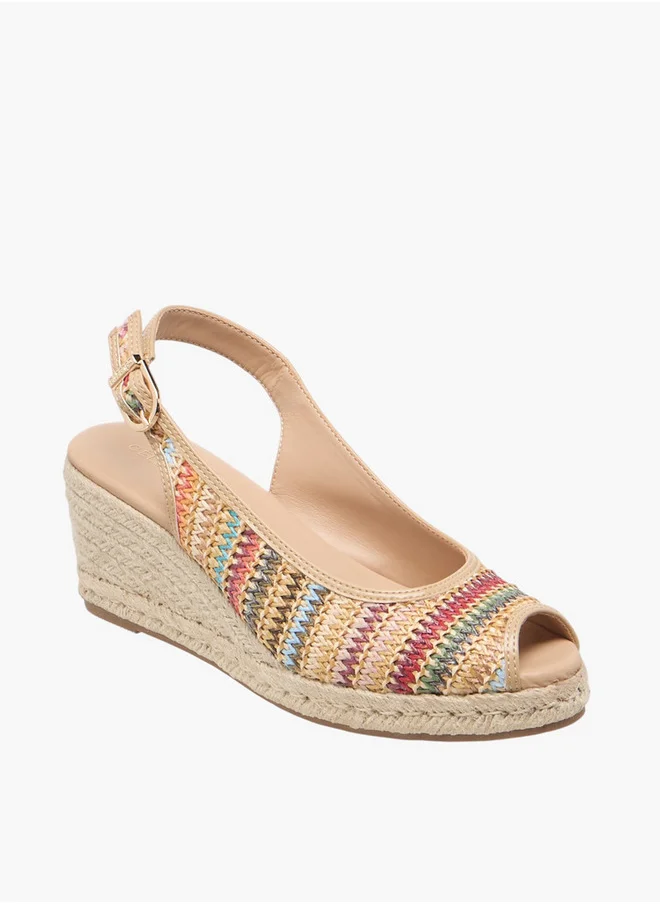 Celeste Women's Textured Wedge Heel Sandals with Buckle Closure