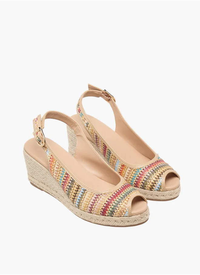 Celeste Women's Textured Wedge Heel Sandals with Buckle Closure
