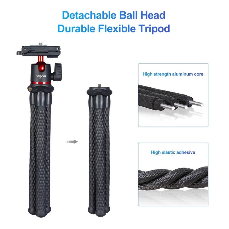 Ulanzi طقم تصوير الهواتف الذكية من أولانزي - طقم مدونات متعدد الوظائف مع حامل ثلاثي أرجل على شكل أخطبوط + ضوء فيديو LED صغير 5500K + حامل هاتف مع قاعدة باردة للتثبيت لبث المدونات المباشرة ومؤتمرات الفيديو - Image 4