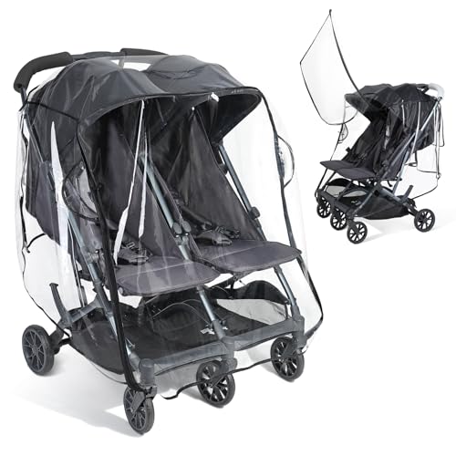 IvyWind Double Stroller Rain Cover, Universal Stroller Cover for Side by Side Baby Stroller, Breathable Weather Shield for All-Weather Protection from Rain/Snow/Dust - Image 1