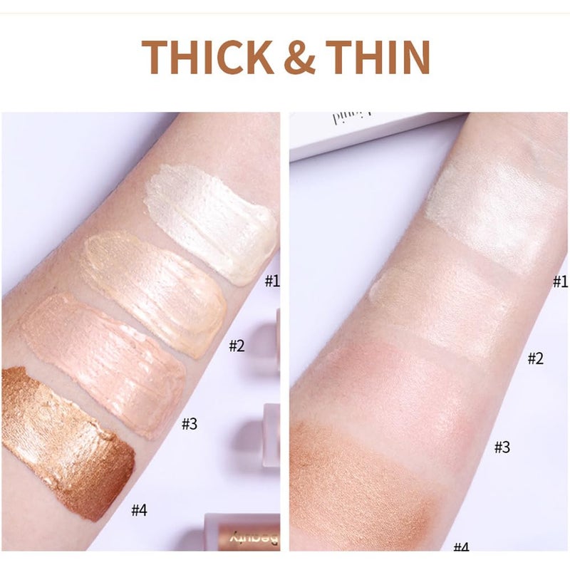Mysense Liquid Highlighter Makeup, Natural Glow Face Highlighter Stick, Silky Smooth Light Liquid Luminizer, Long Lasting Shimmering Face Illuminator Make up, #04 Candlelight - Image 4