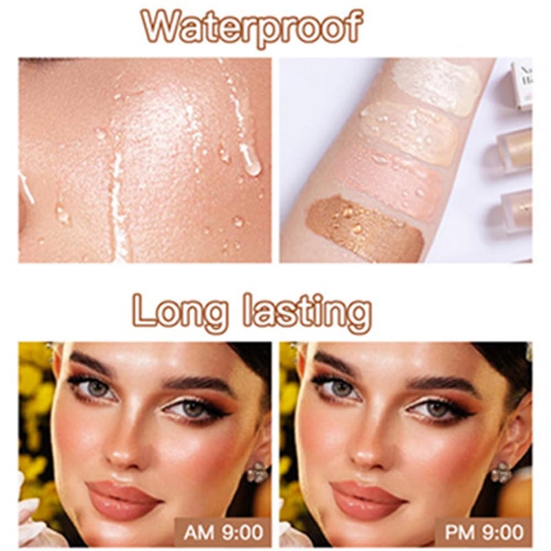 Mysense Liquid Highlighter Makeup, Natural Glow Face Highlighter Stick, Silky Smooth Light Liquid Luminizer, Long Lasting Shimmering Face Illuminator Make up, #04 Candlelight - Image 5