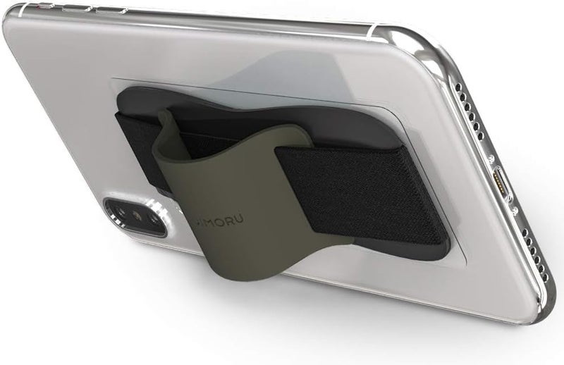 Sinjimoru Phone Grip with Silicone Band – Comfortable One-Hand Holder & Kickstand for Smartphones, Tablets, and eReaders for iPhone, Android, and Kindle Sinji Grip Silicone Olive Grey - Image 2