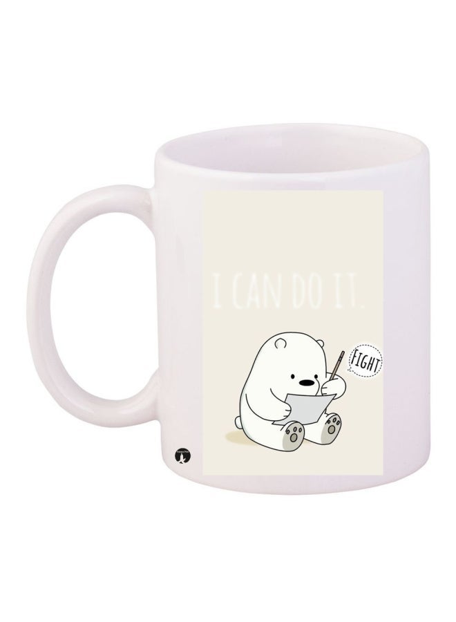 Printed Ceramic Coffee Mug White/Grey