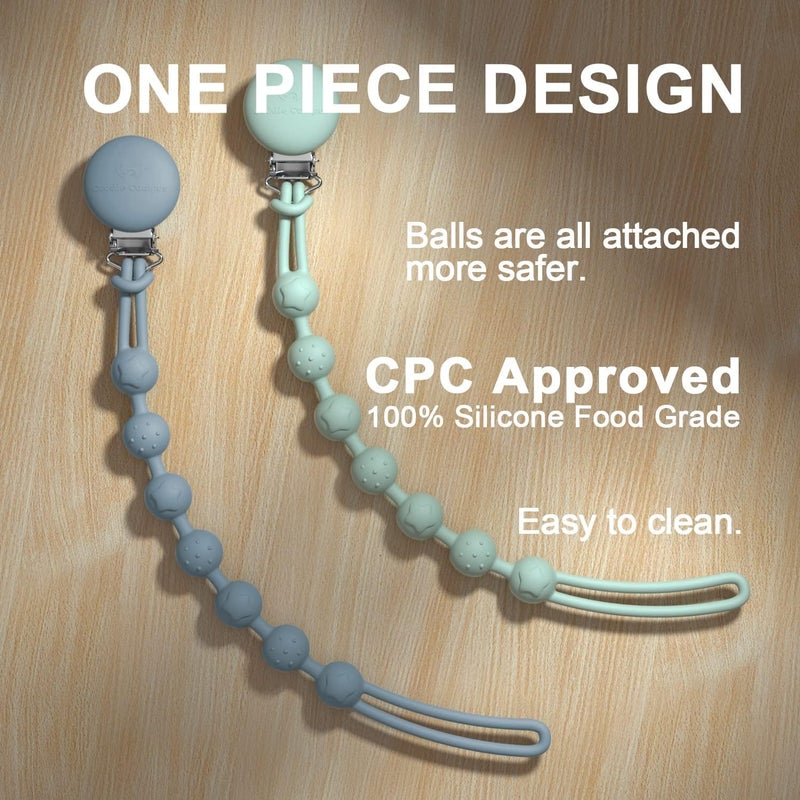 Cuddle Campus Silicone Pacifier Clip Holder with One Piece Design,Soft Flexible Binky Clips with Texture for Baby Boy and Girl Pack of 4 (6m+) - Image 3