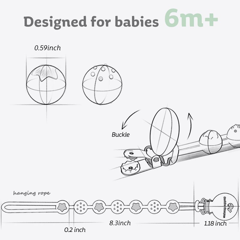 Cuddle Campus Silicone Pacifier Clip Holder with One Piece Design,Soft Flexible Binky Clips with Texture for Baby Boy and Girl Pack of 4 (6m+) - Image 2