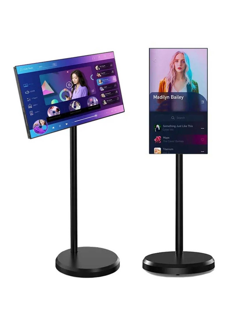 Generic - 21.5 Inch Portable Smart Monitor, 1080 x 1920 IPS Swivel Screen, Portable Touch Screen, Wireless on Wheels, Built-in 7800mAh Battery, for Watching TV, Video Streaming, Live Streaming (Black) - Image 1