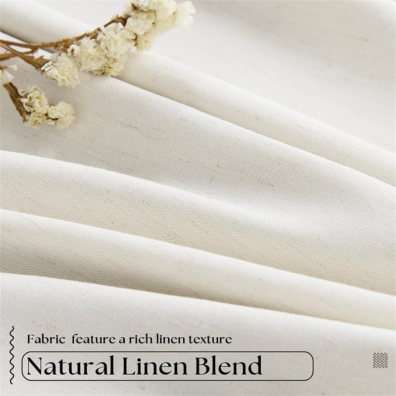 TWODRAPES Natural Blackout Linen Curtains 96 Inch Length 60 Inch Wide for Sliding Door Pinch Pleated Back Tab Black Out Drapes Farmhouse Rustic Room Darkening Window Curtain Bedroom 96 Inches Long 1 Panel - Image 4