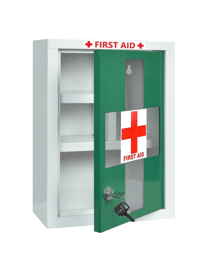 Plantex Metal Emergency First Aid Box for Home/Medical Kit Box for Medicine Storage with Multi Compartments for School, Office - Lockable (Green & White) Big Size, Wall Mount - Image 1