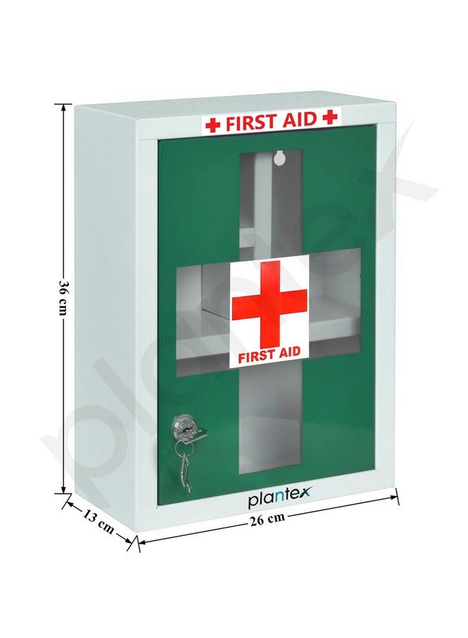 Plantex Metal Emergency First Aid Box for Home/Medical Kit Box for Medicine Storage with Multi Compartments for School, Office - Lockable (Green & White) Big Size, Wall Mount - Image 3