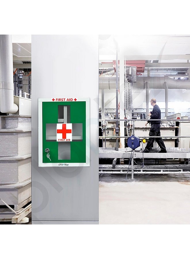 Plantex Metal Emergency First Aid Box for Home/Medical Kit Box for Medicine Storage with Multi Compartments for School, Office - Lockable (Green & White) Big Size, Wall Mount - Image 2