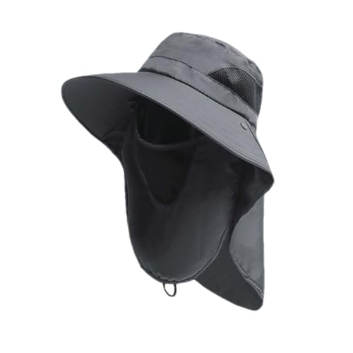 Oligitdi Outdoor Sun Hat with Mesh Neck Cover Beach Fishing Hat, Summer Hat for Men, Round Sun Cap for Hiking, Fishing, Gardning, Travel, Grey (in, Alpha, Free Size, Grey) - Image 1