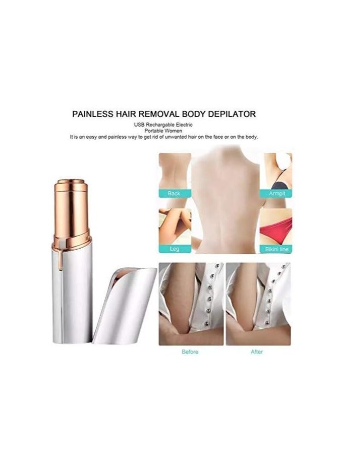 Facial Hair Remover for Women – Painless Electric Face Epilator with 2 Replacement Heads, USB Rechargeable Hair Removal Device for Lip, Chin, Arms & Face – Gentle & Safe Trimmer for Ladies - Image 3