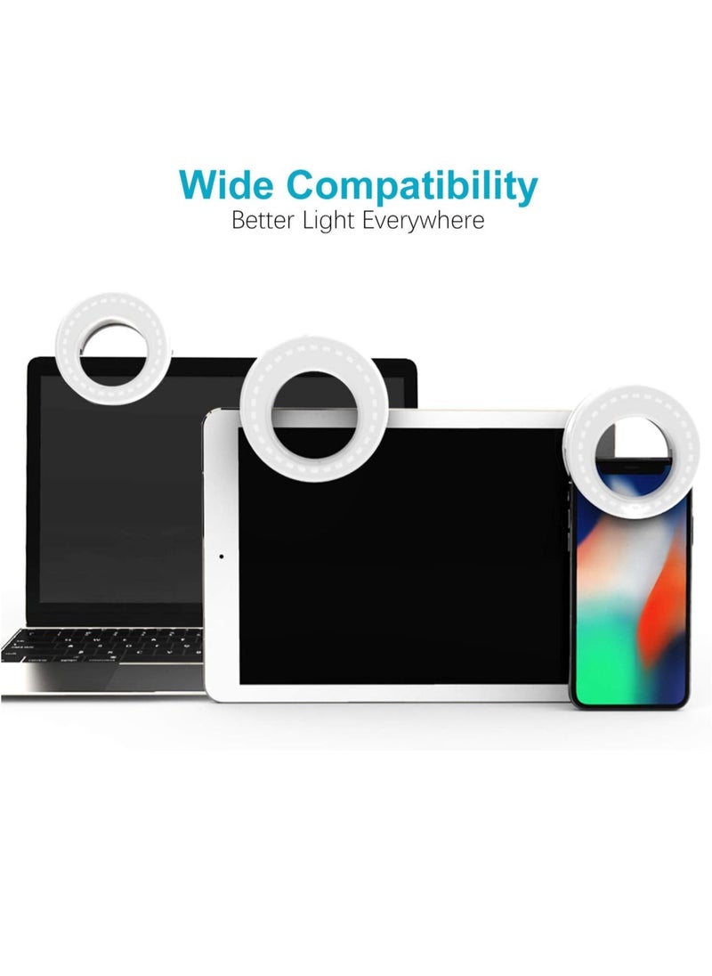 Selfie Light Ring Lights LED Circle Light Cell Phone Laptop Camera Photography Video Lighting Clip On Rechargeable - Image 4