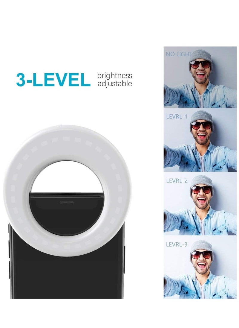 Selfie Light Ring Lights LED Circle Light Cell Phone Laptop Camera Photography Video Lighting Clip On Rechargeable - Image 5