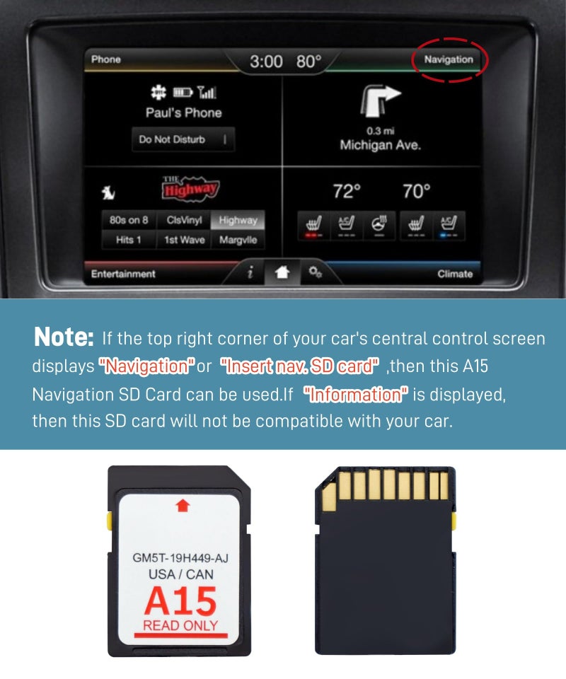 Maigoo New A15 Navigation SD Map Replacement Card for Ford/Lincoln,F-150 Explorer Fusion Expedition Escape Edge MKC MKZ MKX Sync USA/Canada,Updated A15 GM5T-19H449-AJ - Image 5